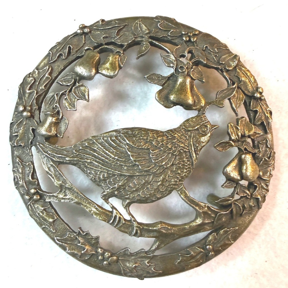 Vintage‎ Ratcliffe Pewter Bird Pear Trivet Wall Hanging Quail Fruit Decor USA